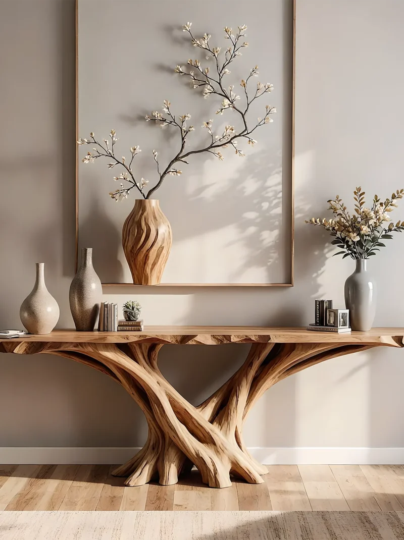 Artisan Live Edge Console Table Solid Wood Entry Accent